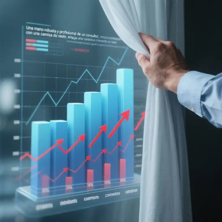 Cris Brag revela en un gráfico 3D las comisiones ocultas de Shopify Payments y los costos de apps que drenan el margen de ganancia de un e-commerce. La mano de un consultor profesional levanta un velo mostrando un gráfico financiero con flechas rojas de costos.